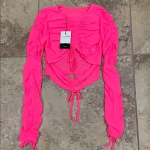 PINK Ruffled Crop Top